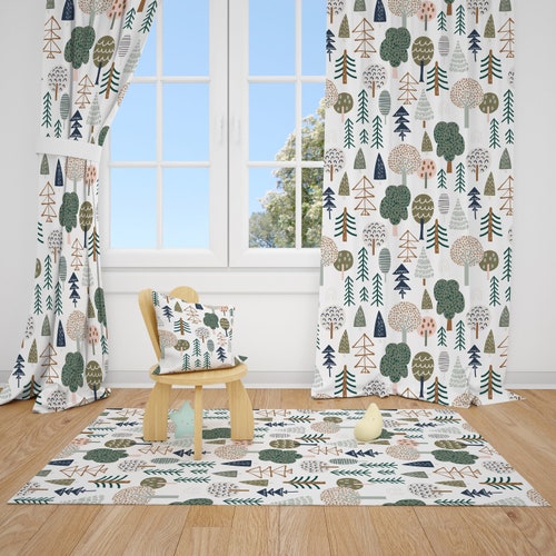 Boho Woodland Trees Baby Boy Room Curtains Nursery Curtains Etsy