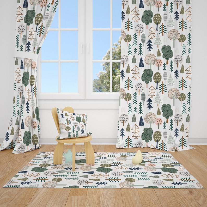 Boho Woodland Trees Baby Boy Room Curtains Nursery Curtains Etsy