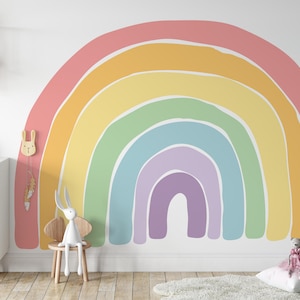 Adesivo murale arcobaleno grande ad acquerello, adesivo murale per cameretta dei bambini, murale arcobaleno, adesivo murale per ragazze