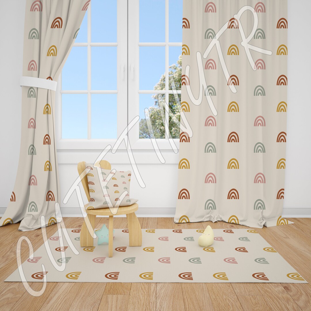 Boho Rainbows Baby Girl Room Curtains Nursery Curtains Window Curtains