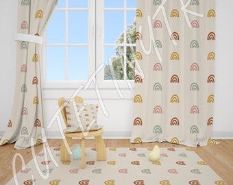 Boho Rainbows Baby Girl Room Curtains Nursery Curtains Window Curtains