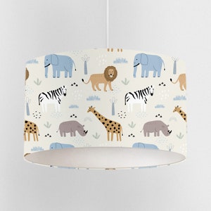 Akvarell safaridjur trumma lampskärm: Barnrumsdekor