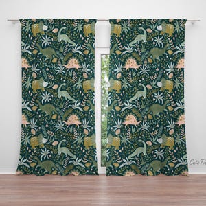 Pink Dino Baby Girl Room Curtain Nursery Curtains Window Curtains