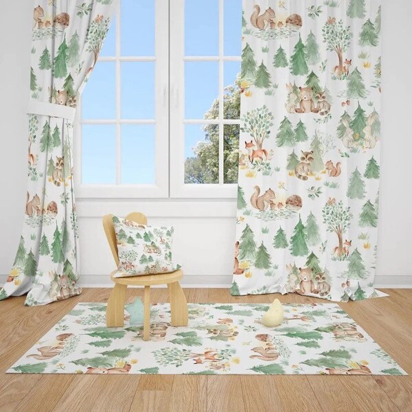 Woodland Theme Curtains Nursery Etsy