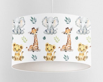 Baby Safari Animals Lampshade, Nursery Ceiling Lampshade, Kids Room Lampshade, Drum Ceiling Lamp Shade, Light Shade