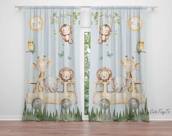 Safari Animals Nursery Curtains: Baby Boy Room Decor