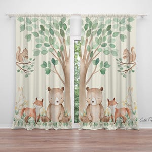 Tende per la cameretta dei bambini con animali del bosco Tende per la cameretta dei bambini Tende per finestre
