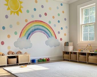 Watercolor Rainbow Wall Decals: Pastel Nursery Wall Sticker