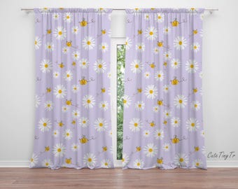 Daisy and Bee Baby Girl Room Curtain Nursery Curtains Window Curtains