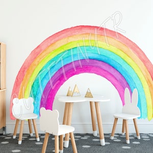 Watercolor Rainbow Decal, Pastel Rainbow Wall Decal, Nursery Wall Decal