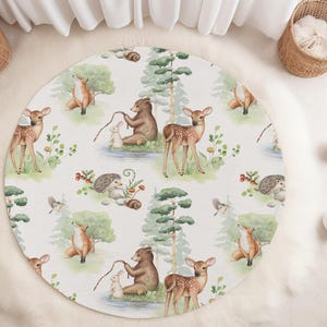 Tapis pour chambre d&#39;enfant Woodland Animals : tapis de jeu doux, lavable et antidérapant pour enfants
