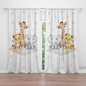 Safari Animals Baby Boy Room Curtain Nursery Curtains Window Curtains