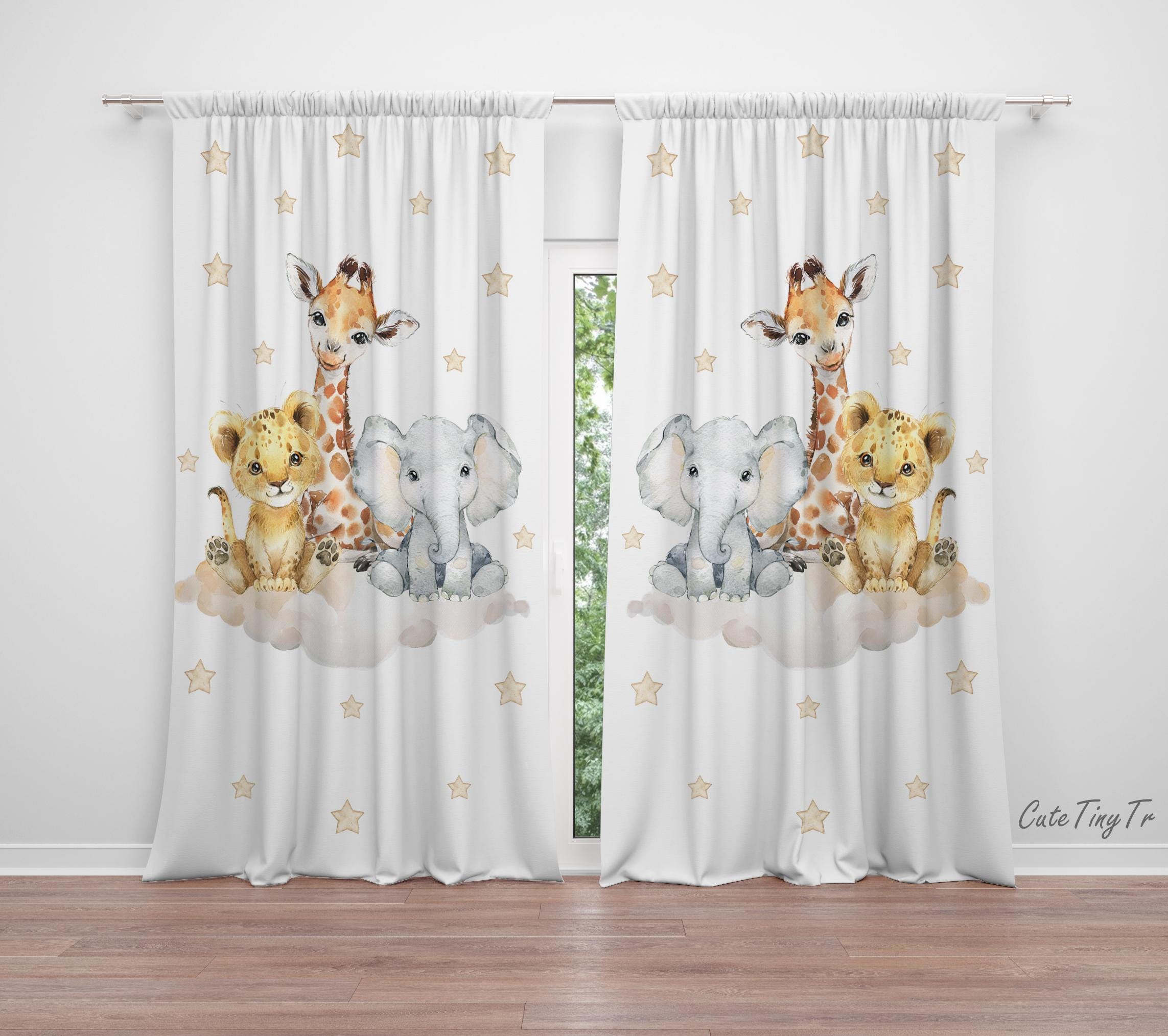 Safari Animals Baby Boy Room Curtain Nursery Curtains Window Curtains