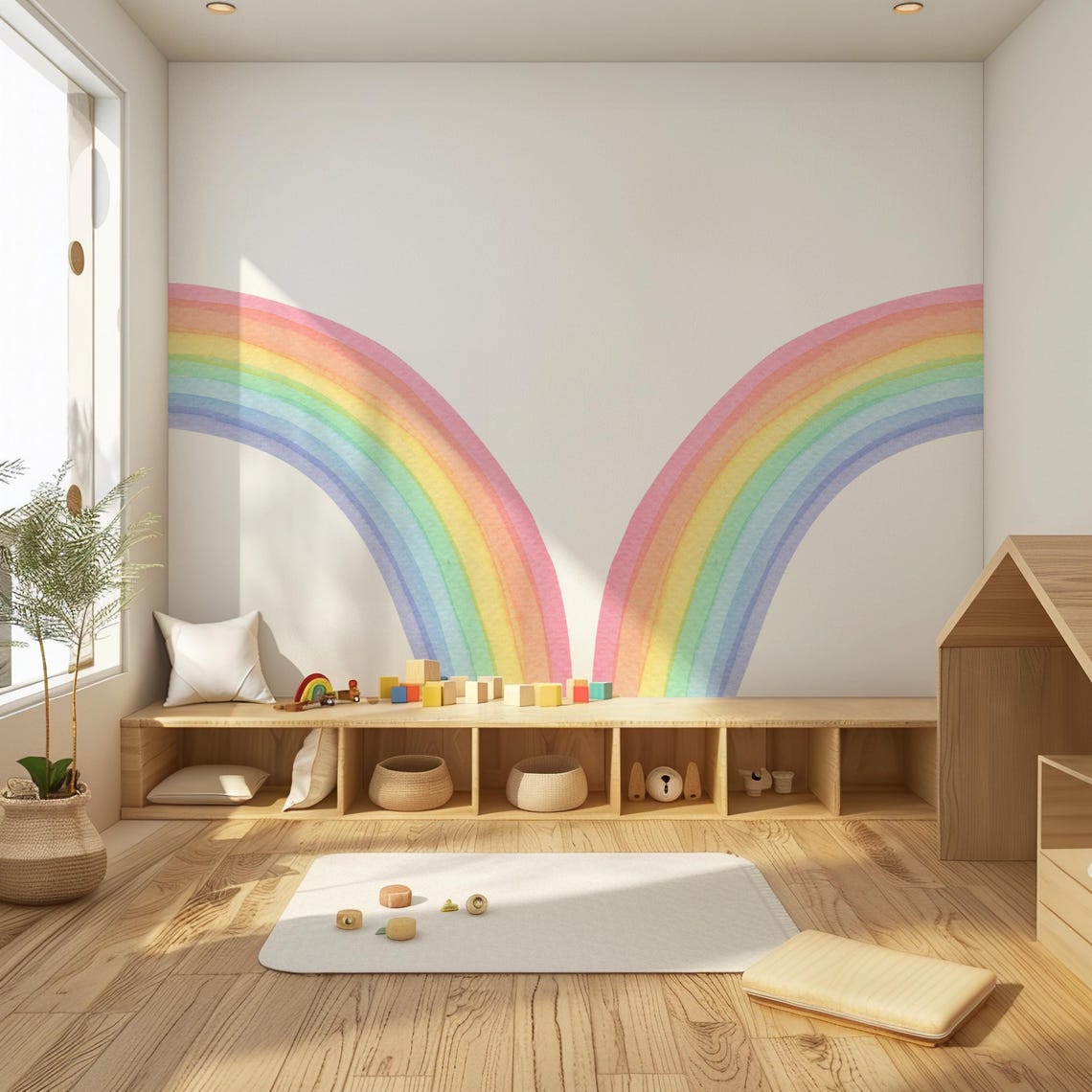Watercolor Half Rainbow Wall Decal: Pastel Nursery Decor - Etsy