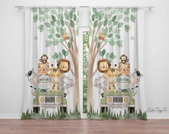 Safari Animals Nursery Curtains: Baby Boy Room Decor