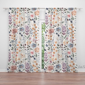 Watercolor Soft Florals Baby Girl Room Curtain Nursery Curtains Window Curtains