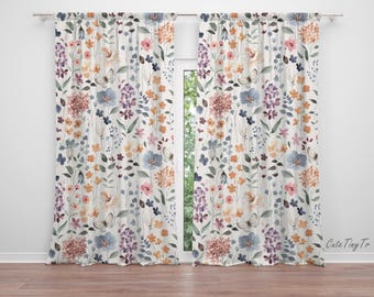 Watercolor Soft Florals Baby Girl Room Curtain Nursery Curtains Window Curtains