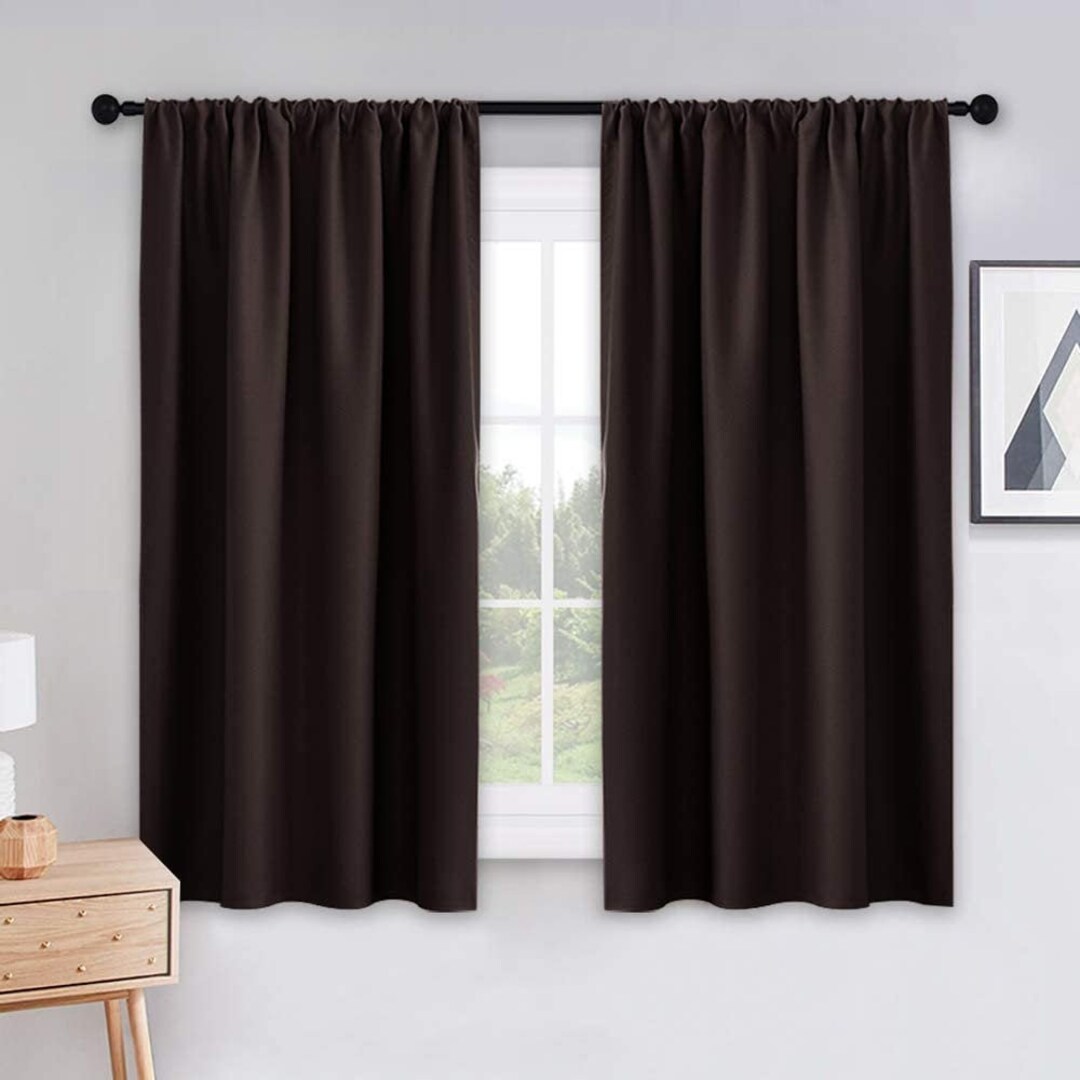 Chocolate Brown Bedroom Blackout Curtains Light Block Solid Etsy
