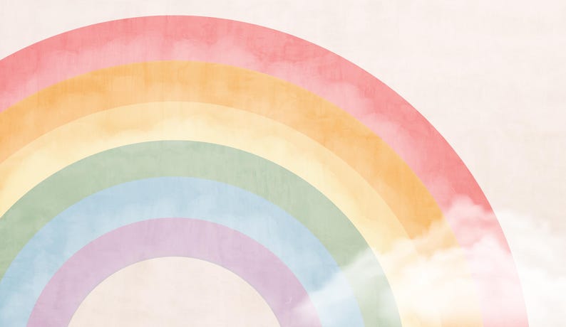 Watercolor Pastel Rainbow Wallpaper: Peel and Stick Nursery Wall Mural ...