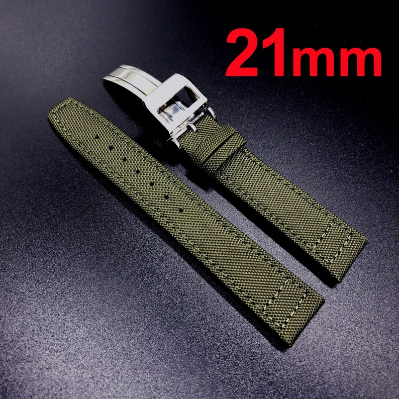 22mm 21mm 20mm Olive Green Canvas Sail Cloth Watch Band Strap Etsy