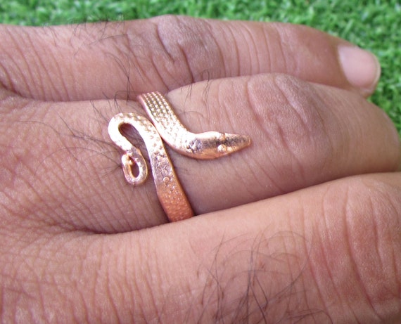 Buy Copper Snake Ring Health Benificial Antique Ring Kaalsarp Dosh Challa  For Men & Women (15.5) at Amazon.in