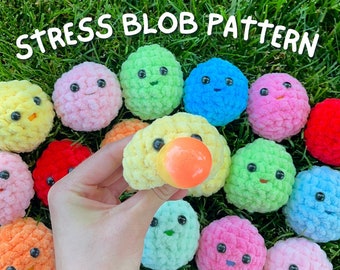 Stress Blobs PATTERN/ Crochet Fidget Toy Pattern/ Crochet Fidgets/ No Sew Cute Crochet Plush Pattern