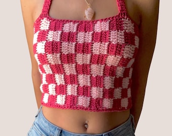 Checkerboard Top PATTERN/ Crochet Checker Top/ Crochet Tank Top/ Crochet Pattern/ Intermediate Pattern