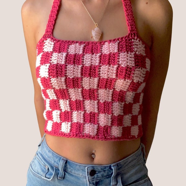 Checkerboard Top PATTERN/ Crochet Checker Top/ Crochet Tank Top/ Crochet Pattern/ Intermediate Pattern