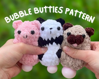 Crochet Animal Fidget Toy Pattern: Pug, Pig, Panda (PDF Pattern)