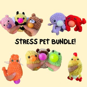 Stress Pets Pattern Bundle/ 5 in 1 Pattern Bundle / Crochet Fidget Toy Pattern/ Crochet Stress Ball Pattern/ Crochet Animals