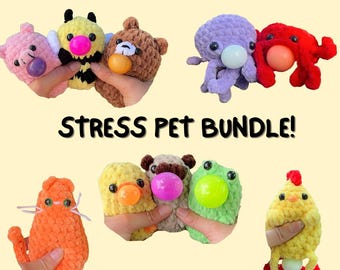 Crochet Stress Pets Pattern Bundle: 5-in-1 Fidget Toy Patterns (PDF)