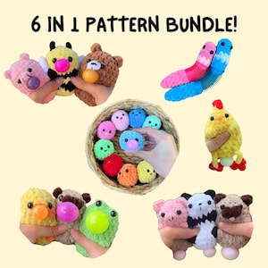 Crochet Fidget Toy Pattern Bundle: 6-in-1 No Sew Plush (PDF Pattern)