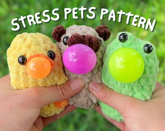 Patroon gehaakte mopshond, kikker en eend (pdf)