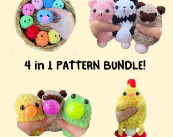 Crochet Fidget Toy Pattern Bundle: Stress Pets, Blobs, Butties (PDF Pattern)