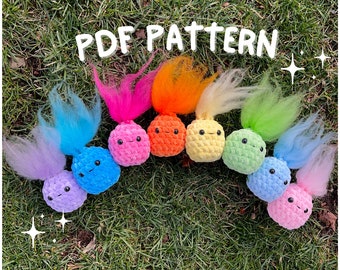 Troll Blobs PATTERN/ Crochet Troll Pattern/ Crochet Fidgets/ Cute Troll Plush Pattern