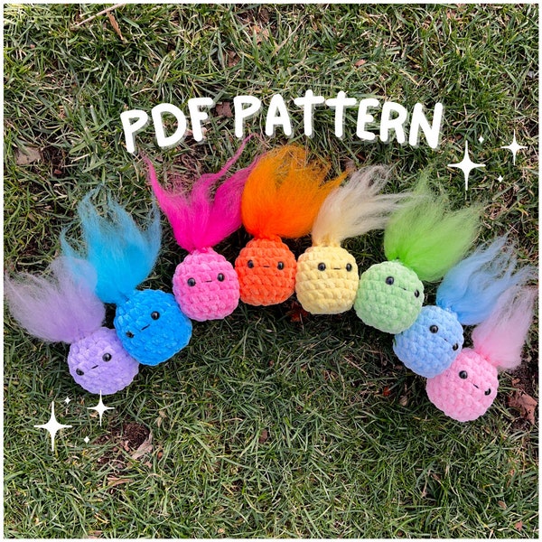 Troll Blobs PATTERN/ Crochet Troll Pattern/ Crochet Fidgets/ Cute Troll Plush Pattern