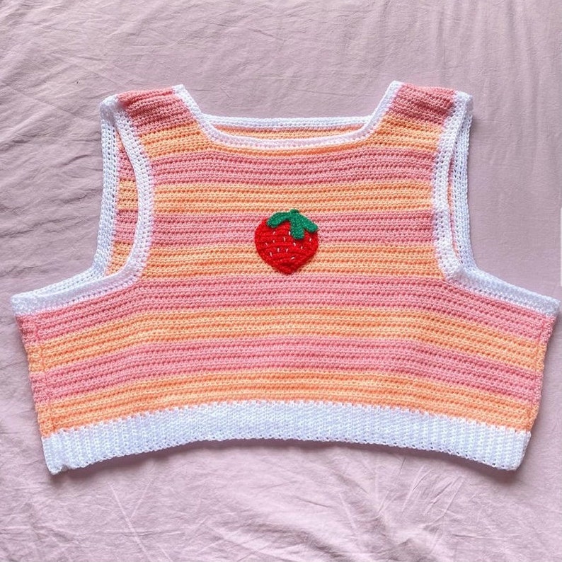 Strawberry Vest PATTERN/ Crochet Vest Pattern/ Fruit Top Pattern/ Crochet Pattern for Women/ Beginner Friendly Pattern/ Easy Crochet Pattern image 6