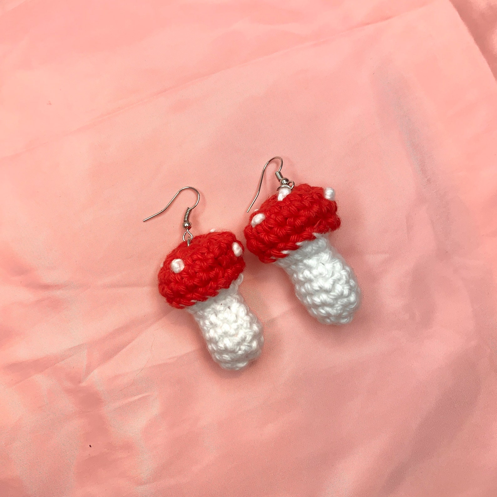 Mushroom Earrings/ Crochet Mushroom Earrings/ Food Earrings/ Etsy