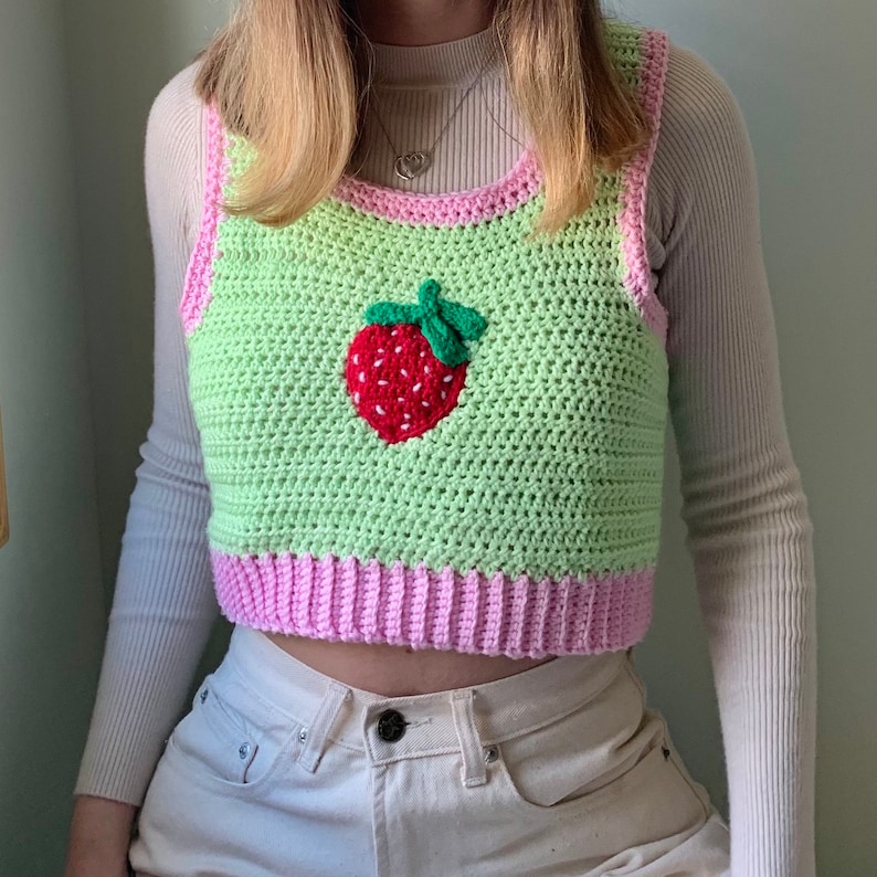 Strawberry Vest PATTERN/ Crochet Vest Pattern/ Fruit Top Pattern/ Crochet Pattern for Women/ Beginner Friendly Pattern/ Easy Crochet Pattern image 2