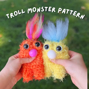Troll Monsters PATTERN/ Crochet Fidget Toy Pattern/ Crochet Stress Ball Fidget Monster/ Crochet Troll Pattern