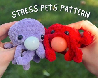 Crochet Crab and Octopus Fidget Toy Pattern: No Sew Stress Pets (PDF Pattern)