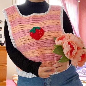 Strawberry Vest PATTERN/ Crochet Vest Pattern/ Fruit Top Pattern/ Crochet Pattern for Women/ Beginner Friendly Pattern/ Easy Crochet Pattern image 5