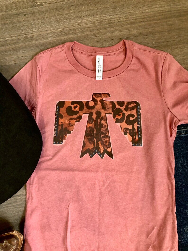 thunderbird cheetah turquoise rodeo Western graphic t shirt tribal
