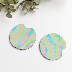 Car Coasters, Set of Two Tie Dye Car Cup Holder Coasters Cute Car Accessories New Car Gift for Her Stocking Stuffers Car Decor