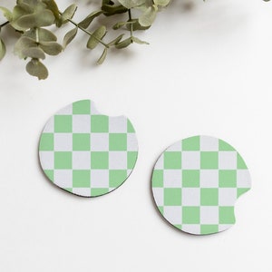 Geruite auto-onderzetters, set van twee auto bekerhouder onderzetters Auto-accessoires voor nieuwe auto Cadeau voor kerst Kousen voor vrouwen