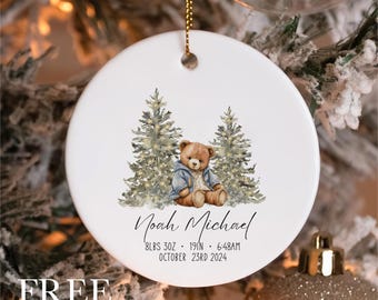 Ornement De Noël Personnalisé - Premier Noël Bébé Avec Boule - Cadeau Plus