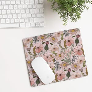 Custom Mouse Pad,  Floral Mouse Pad,  Personalized Gift for Her, Cute Desk Accessories for Women, Custom Mousepad with Name, Coworker Gift