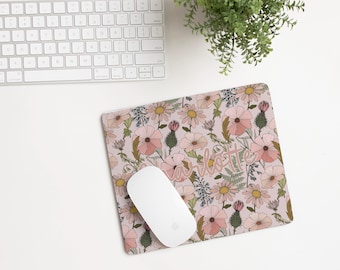 Mouse pad personalizado, mouse pad floral, presente personalizado para ela, acessórios de mesa fofos para mulheres, mousepad personalizado com nome, presente para colega de trabalho