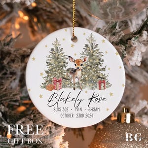 Baby&#39;s First Christmas Ornament, Personalized Woodland Animal First Christmas Baby Ornament, Baby Keepsake, New Baby Christmas Gift,