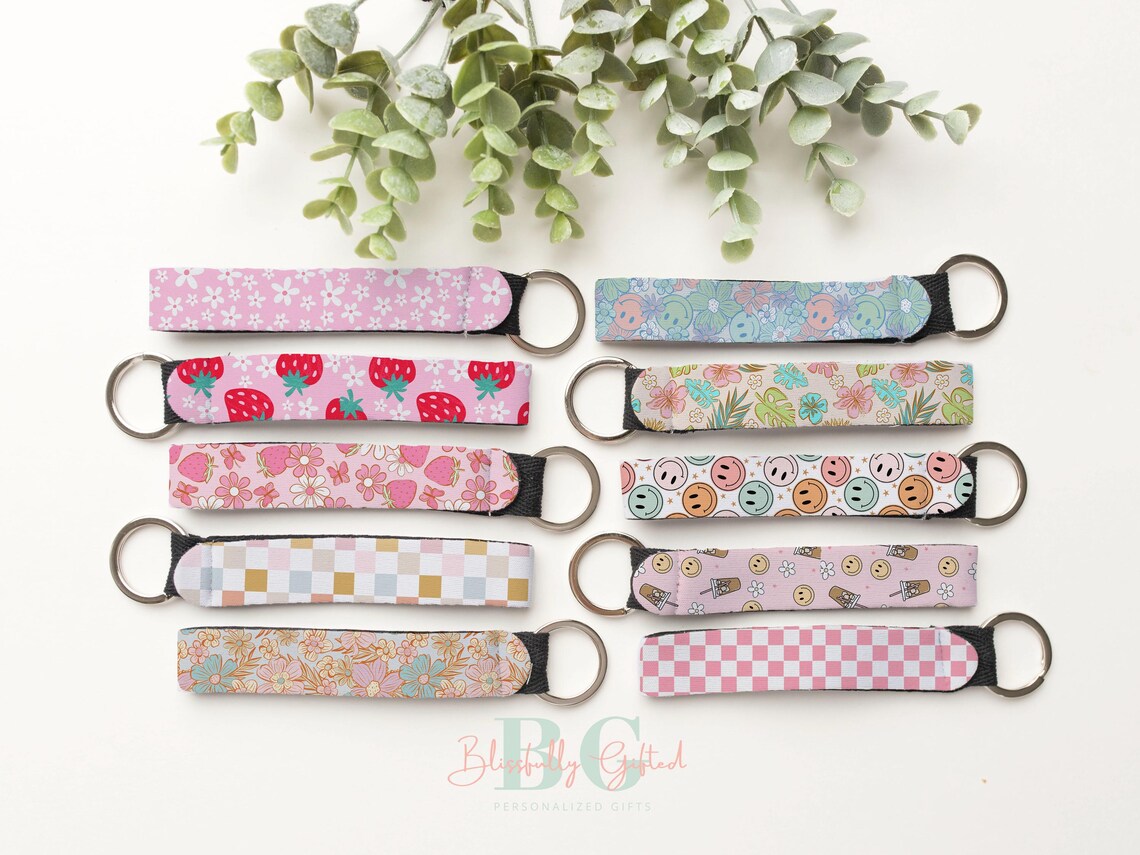 Wristlet Keychain, Wristlet Key Fob Keychain, Preppy Wrist Keychain ...